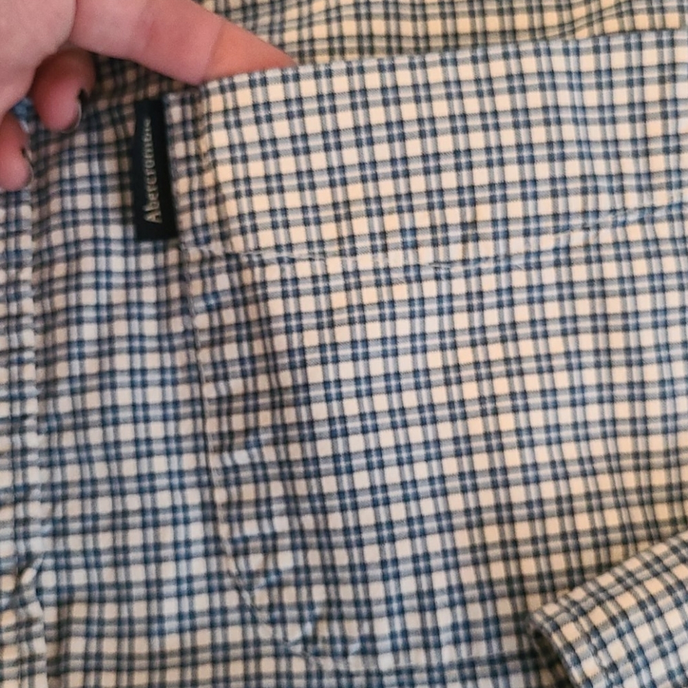 Men's Abercrombie & Fitch Blue Striped Checkered Button Up Size Large - Picture 3 of 6